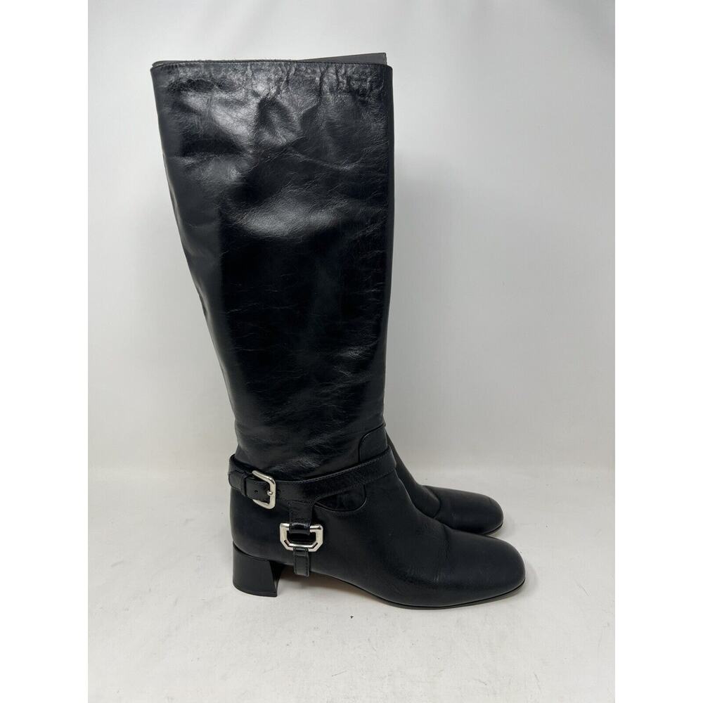 PRADA CAVALIERE Black 2011‎ EUC Knee High Harness SHOES BOOTS 39